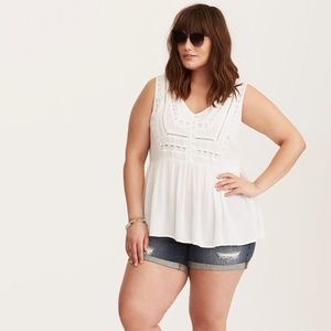 Gauze Lace Inset Tank Top - Size 1